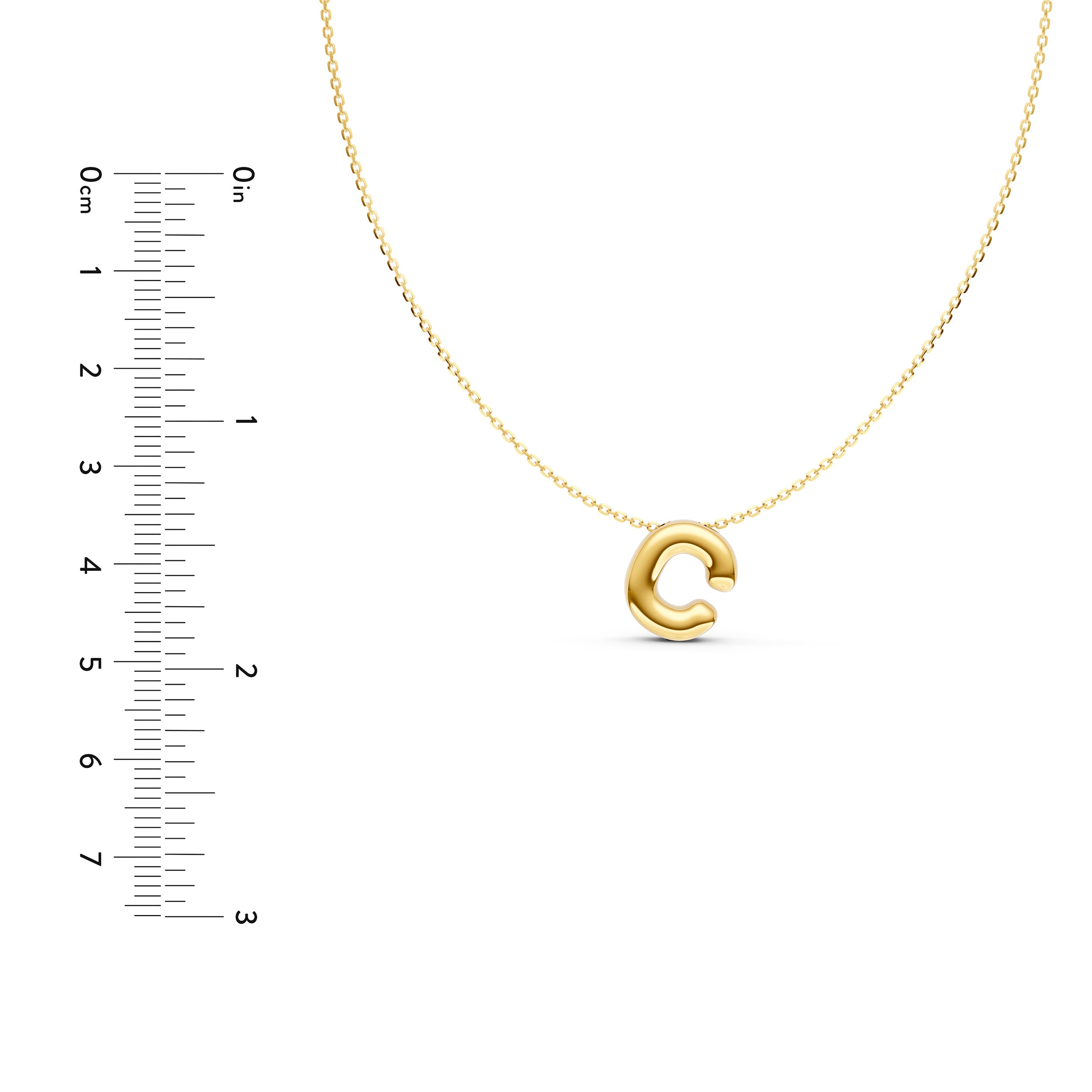 14K Gold Puffy Bubble Initial Necklace Birmingham Jewelry Necklace Birmingham Jewelry 