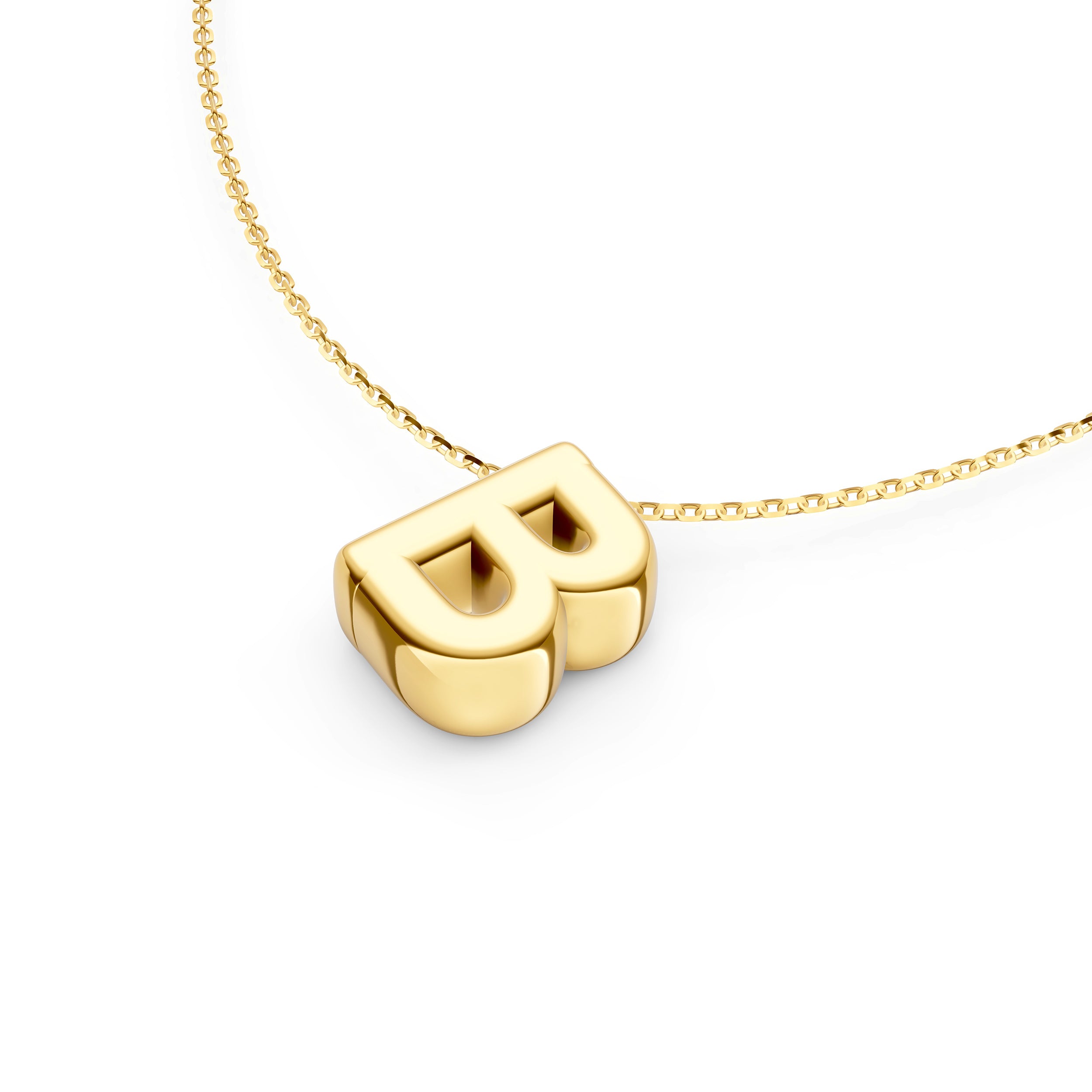 14K Gold Puffy Bubble Initial Necklace Birmingham Jewelry Necklace Birmingham Jewelry 