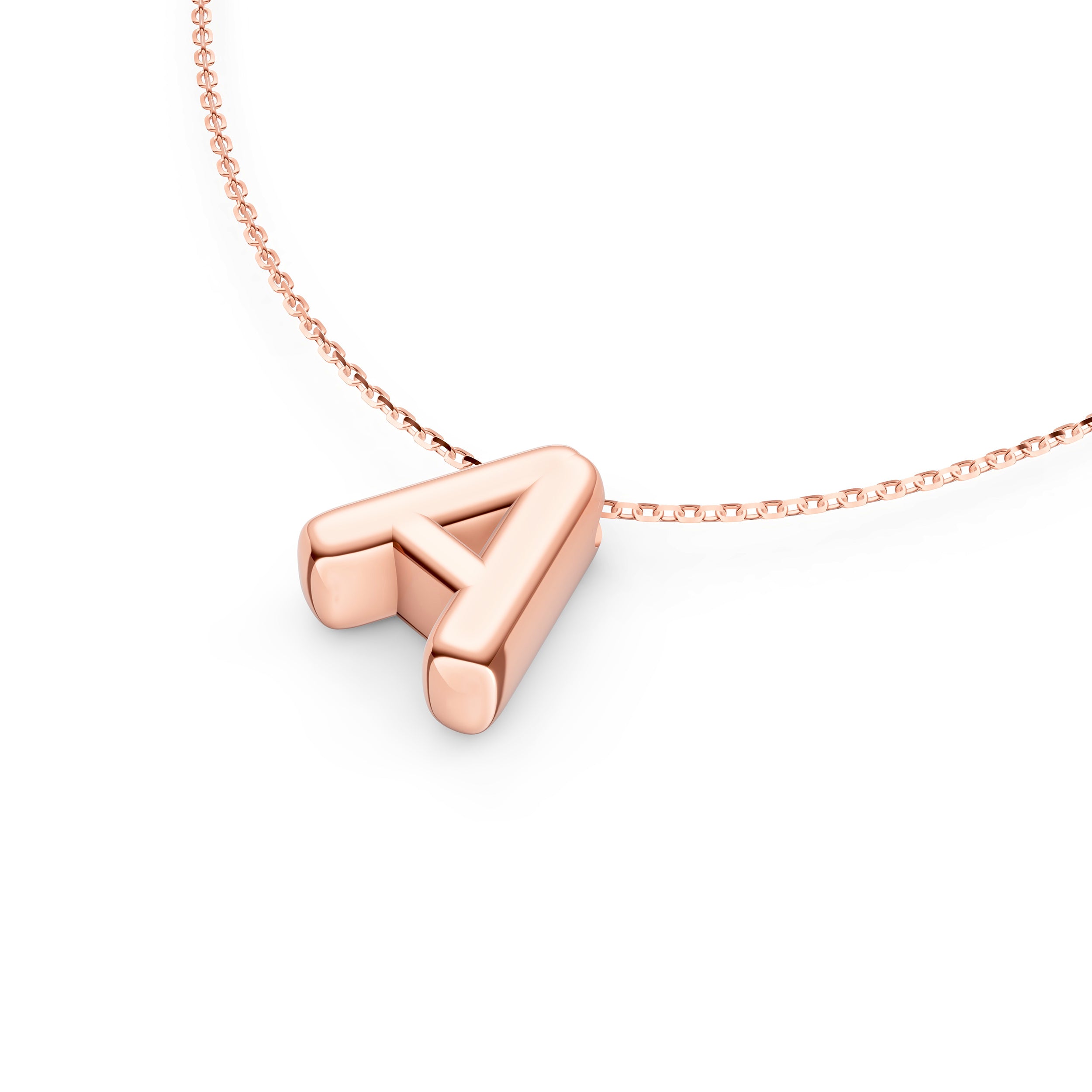 14K Gold Puffy Bubble Initial Necklace Birmingham Jewelry Necklace Birmingham Jewelry 