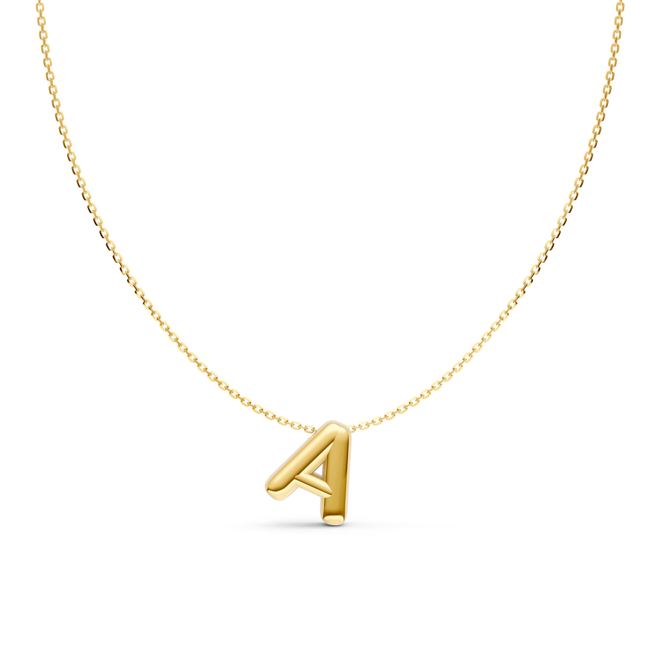 14K Gold Puffy Bubble Initial Necklace Birmingham Jewelry Necklace Birmingham Jewelry 