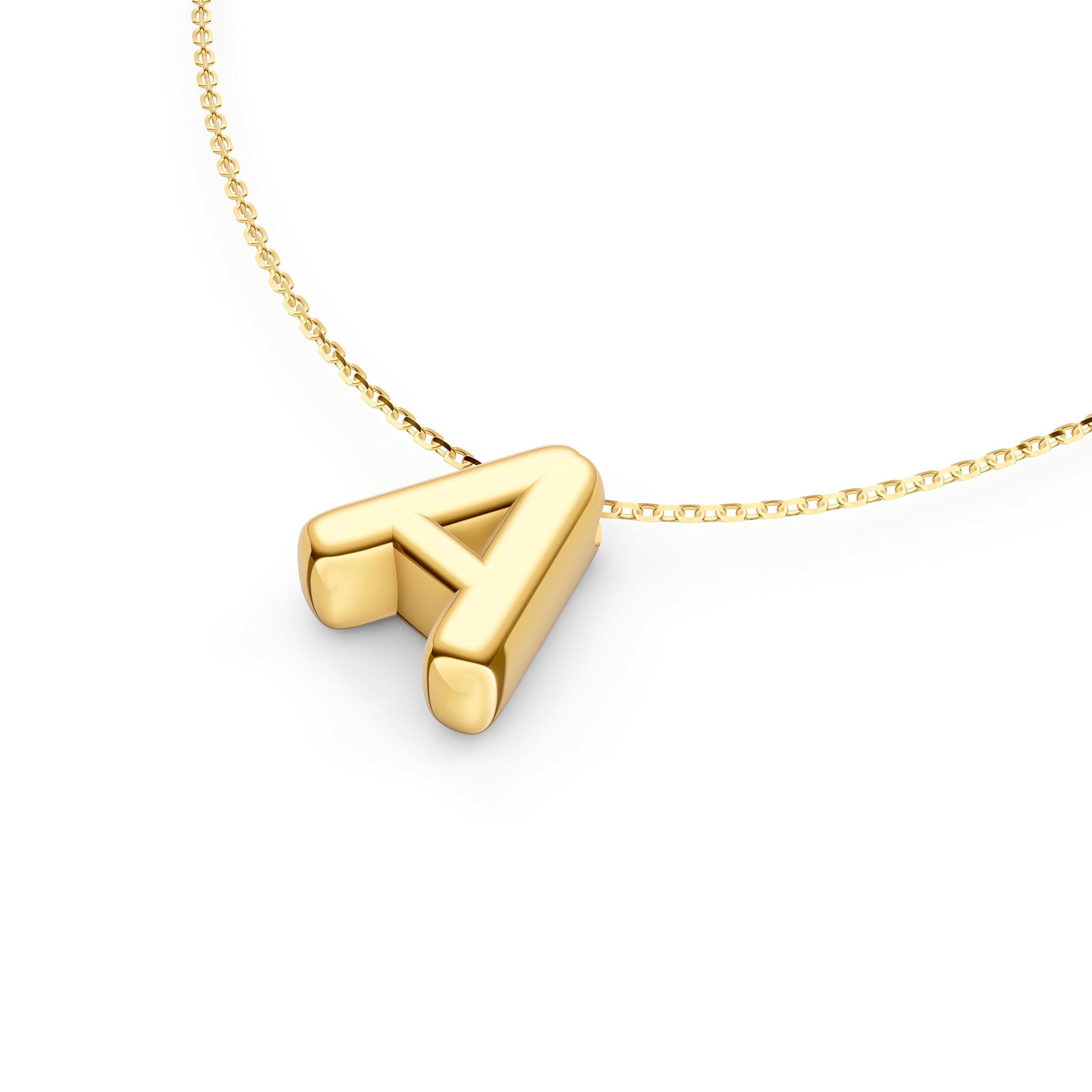14K Gold Puffy Bubble Initial Necklace Birmingham Jewelry Necklace Birmingham Jewelry 