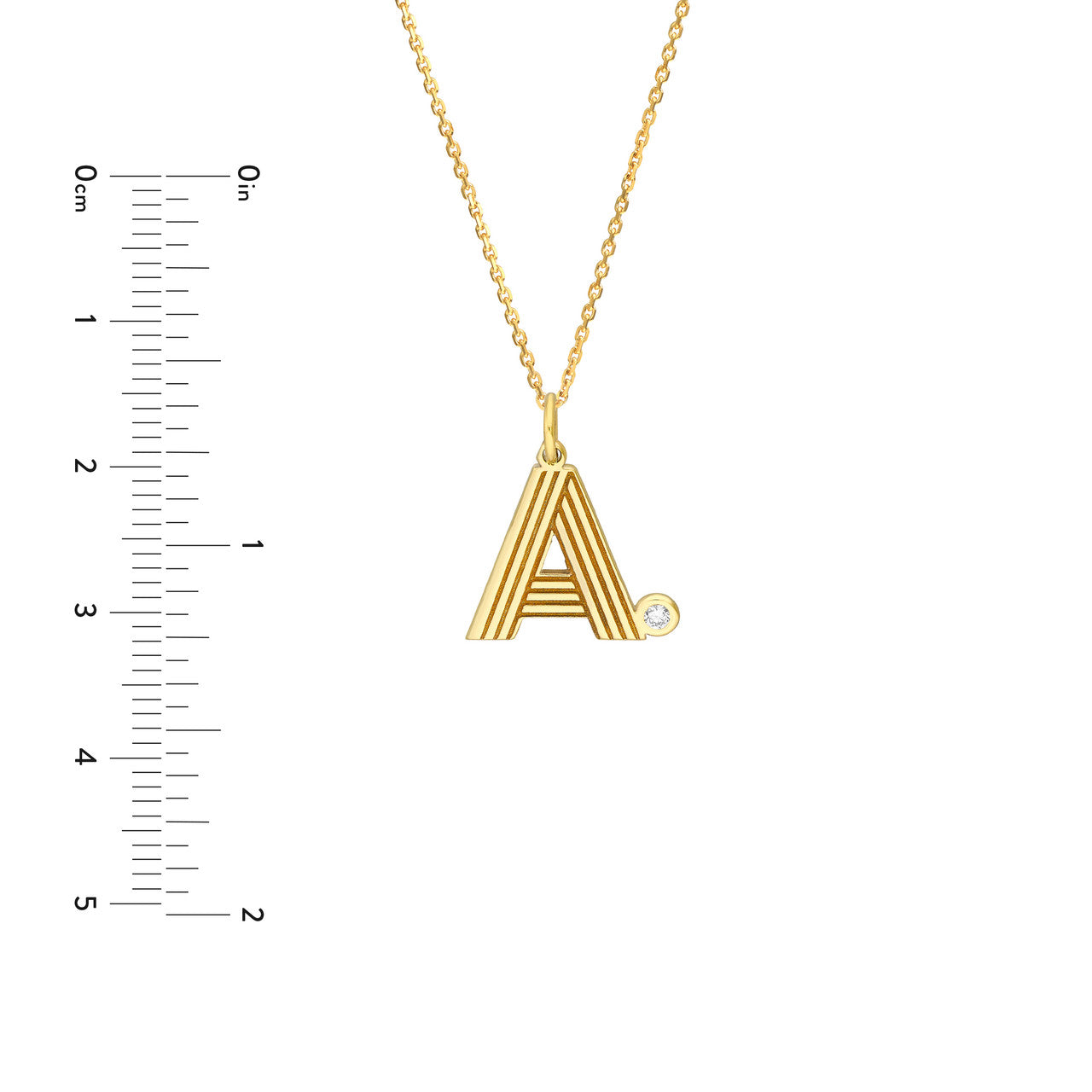 14K Yellow Gold Block Lined Initial with Diamond Necklace Birmingham Jewelry Necklace Birmingham Jewelry 