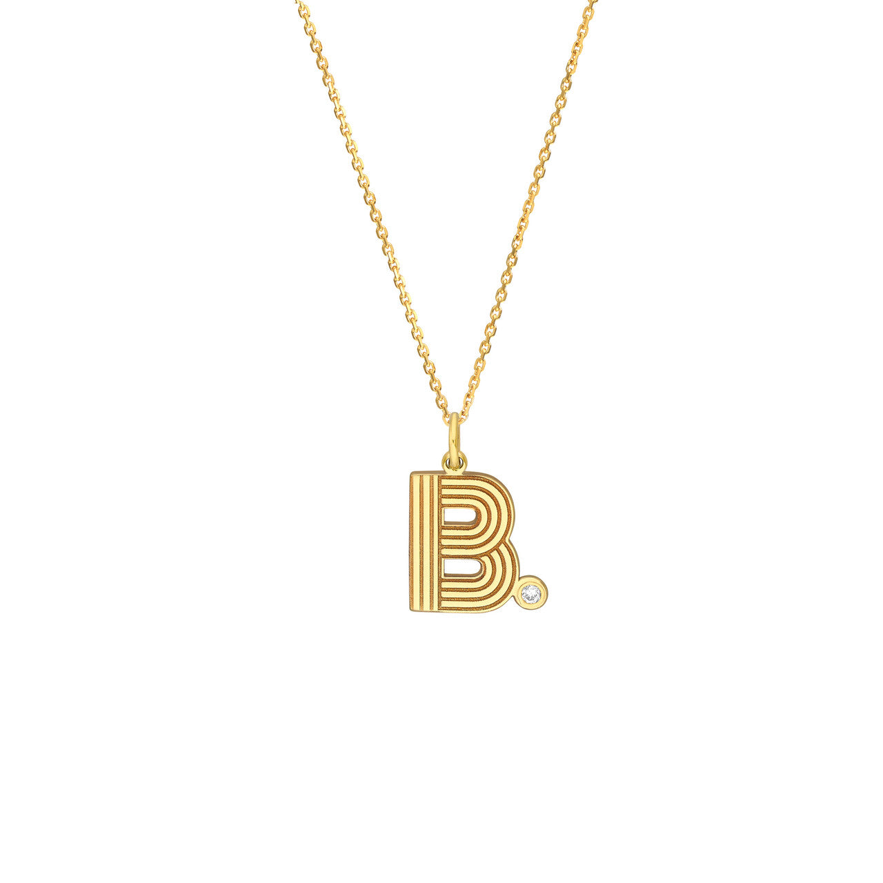 14K Yellow Gold Block Lined Initial with Diamond Necklace Birmingham Jewelry Necklace Birmingham Jewelry 