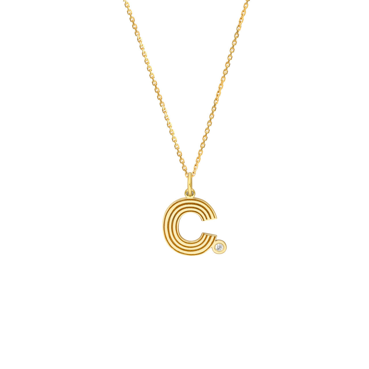14K Yellow Gold Block Lined Initial with Diamond Necklace Birmingham Jewelry Necklace Birmingham Jewelry 