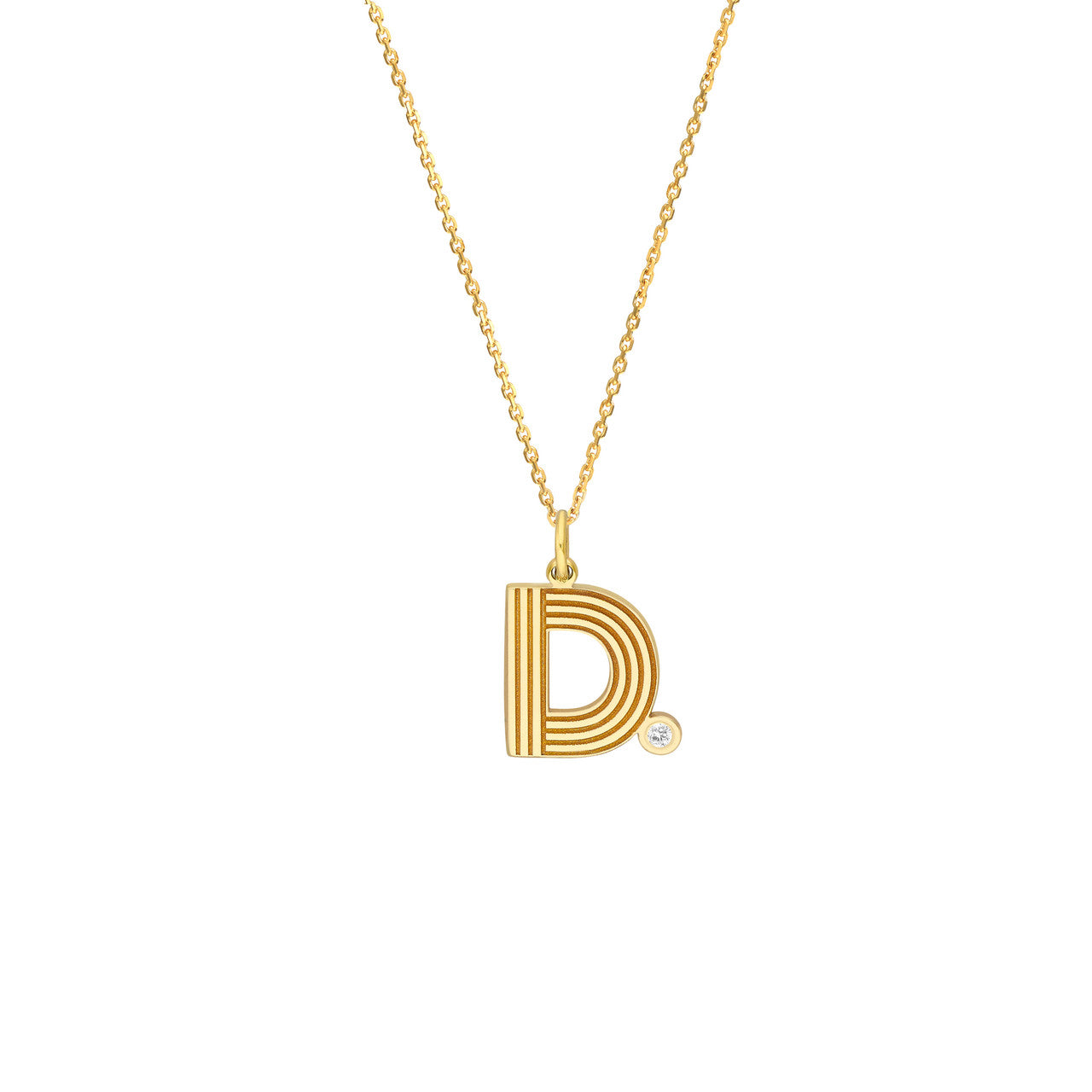 14K Yellow Gold Block Lined Initial with Diamond Necklace Birmingham Jewelry Necklace Birmingham Jewelry 