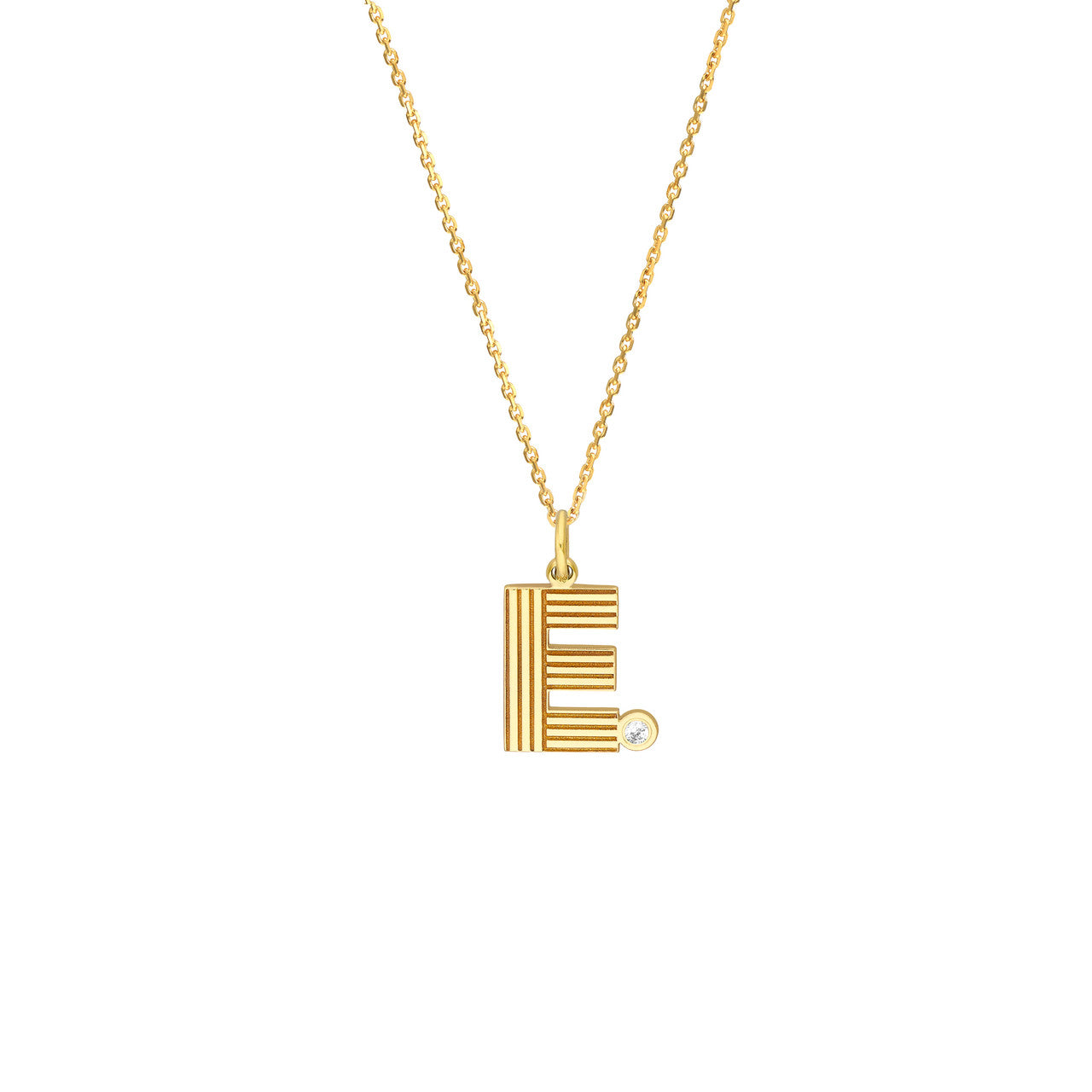 14K Yellow Gold Block Lined Initial with Diamond Necklace Birmingham Jewelry Necklace Birmingham Jewelry 