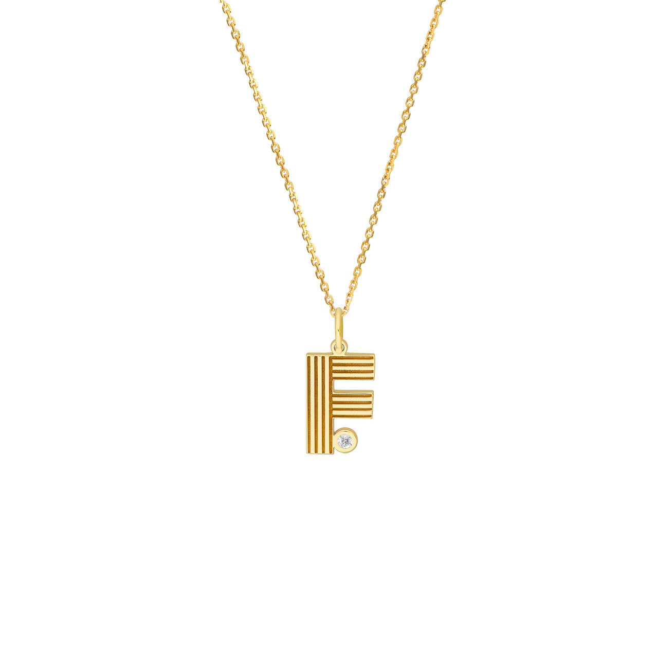 14K Yellow Gold Block Lined Initial with Diamond Necklace Birmingham Jewelry Necklace Birmingham Jewelry 