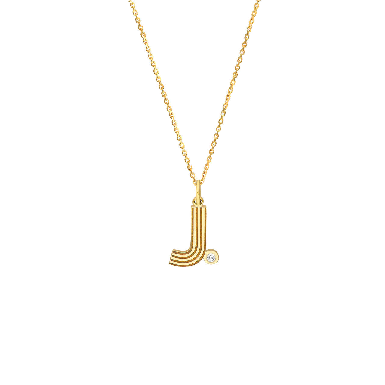 14K Yellow Gold Block Lined Initial with Diamond Necklace Birmingham Jewelry Necklace Birmingham Jewelry 