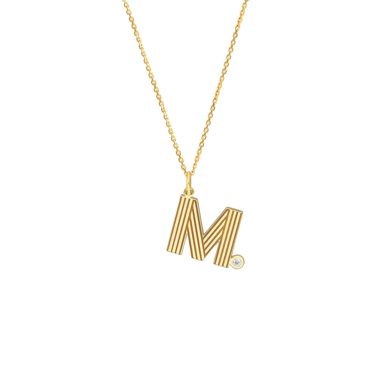14K Yellow Gold Block Lined Initial with Diamond Necklace Birmingham Jewelry Necklace Birmingham Jewelry 