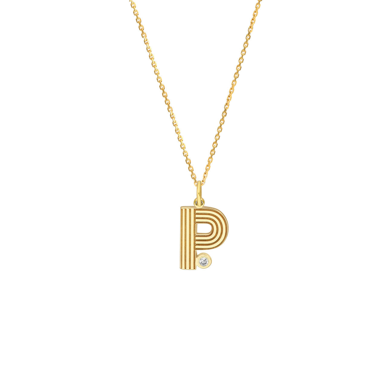 14K Yellow Gold Block Lined Initial with Diamond Necklace Birmingham Jewelry Necklace Birmingham Jewelry 