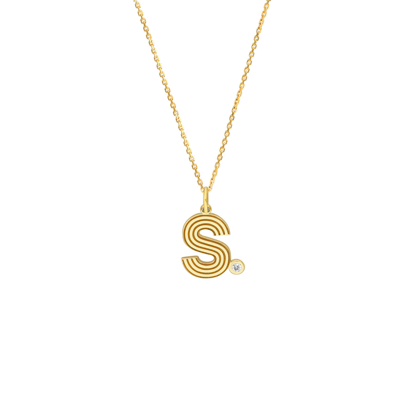 14K Yellow Gold Block Lined Initial with Diamond Necklace Birmingham Jewelry Necklace Birmingham Jewelry 