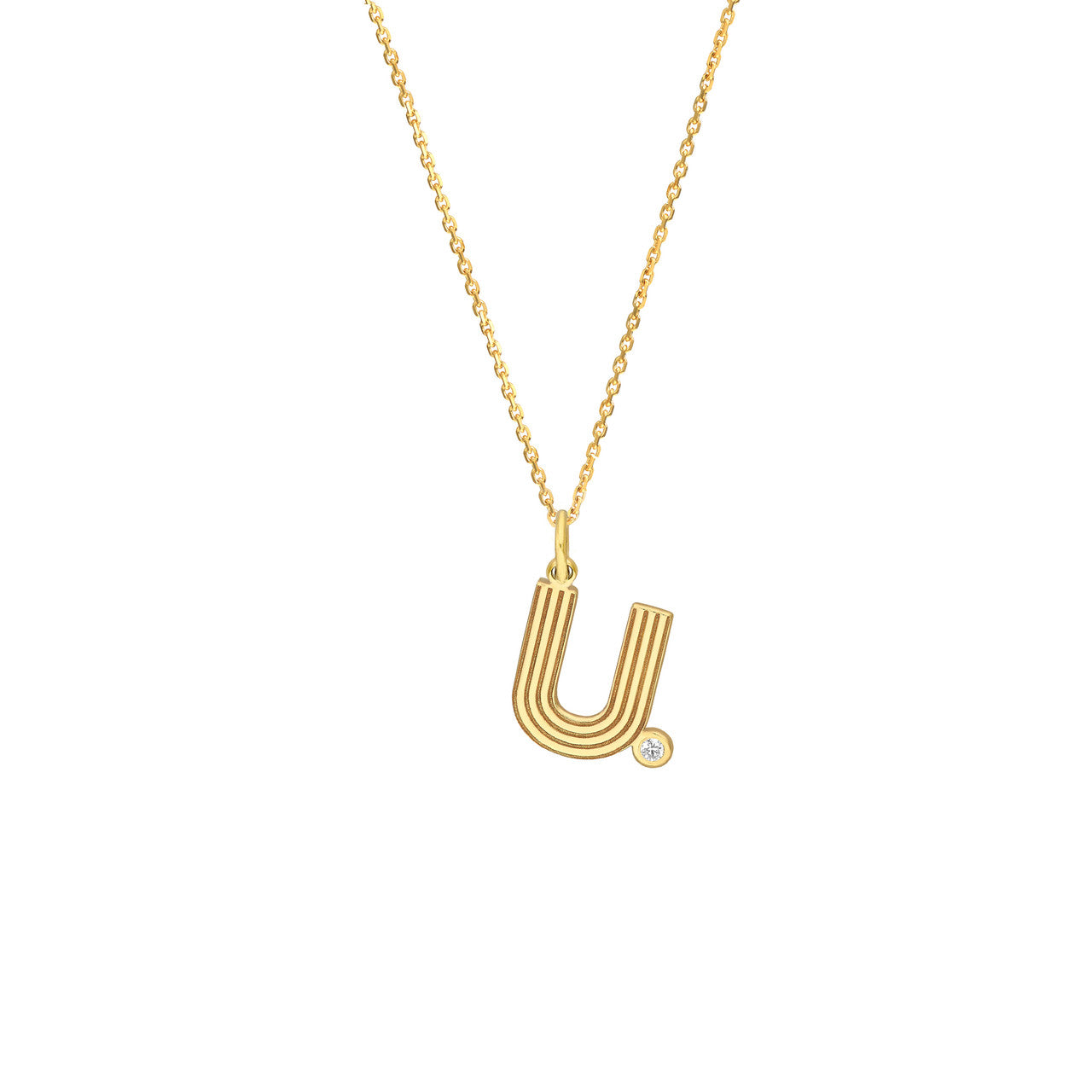 14K Yellow Gold Block Lined Initial with Diamond Necklace Birmingham Jewelry Necklace Birmingham Jewelry 