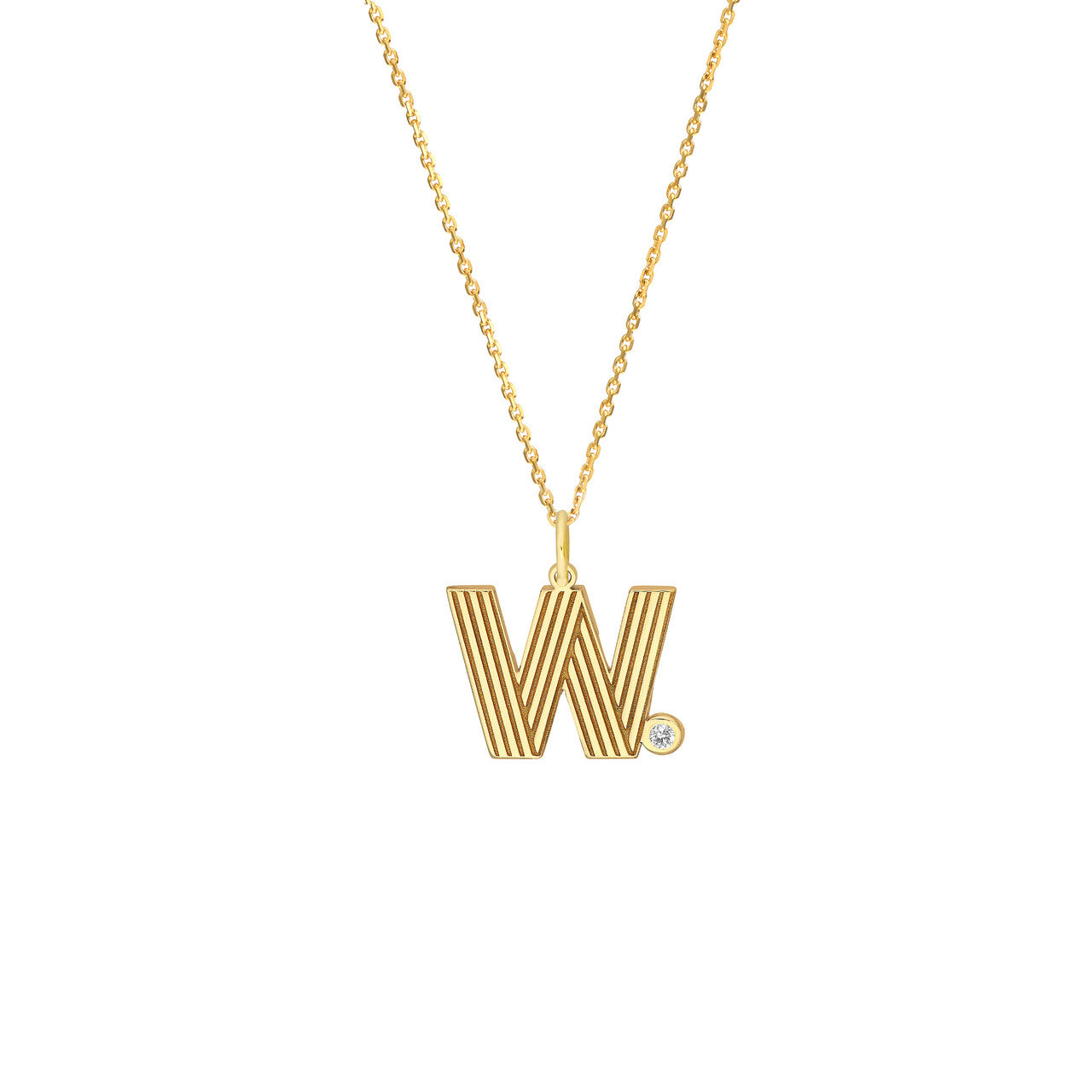 14K Yellow Gold Block Lined Initial with Diamond Necklace Birmingham Jewelry Necklace Birmingham Jewelry 