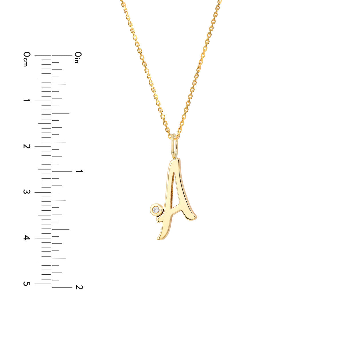 14K Gold Script Initial with Diamond Bezel Necklace Birmingham Jewelry Necklace Birmingham Jewelry 