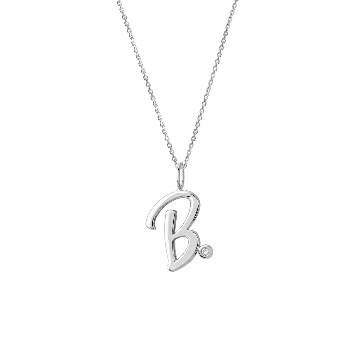 14K Gold Script Initial with Diamond Bezel Necklace Birmingham Jewelry Necklace Birmingham Jewelry 
