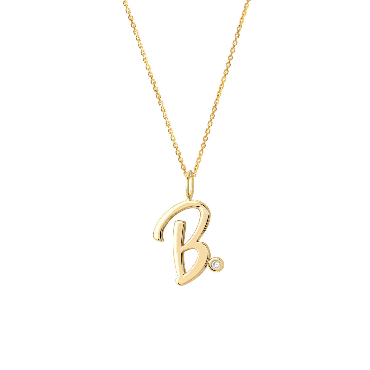 14K Gold Script Initial with Diamond Bezel Necklace Birmingham Jewelry Necklace Birmingham Jewelry 