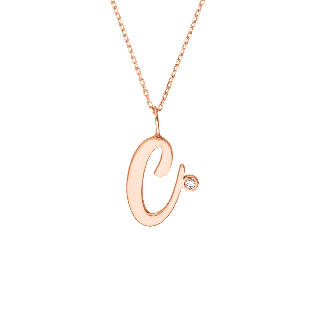 14K Gold Script Initial with Diamond Bezel Necklace Birmingham Jewelry Necklace Birmingham Jewelry 