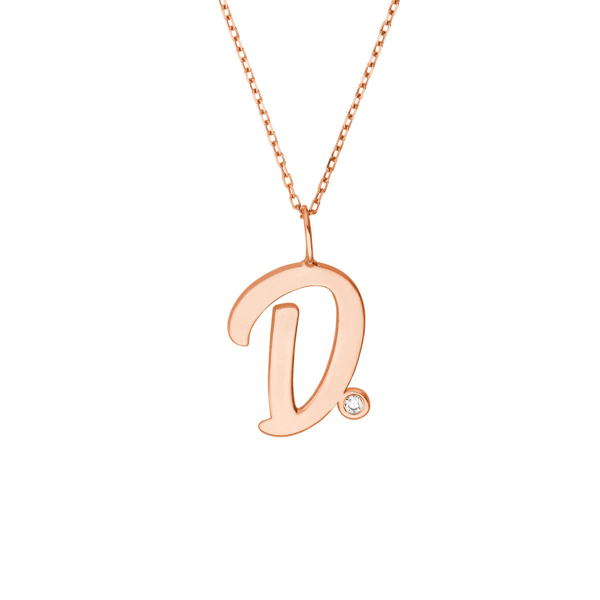 14K Gold Script Initial with Diamond Bezel Necklace Birmingham Jewelry Necklace Birmingham Jewelry 