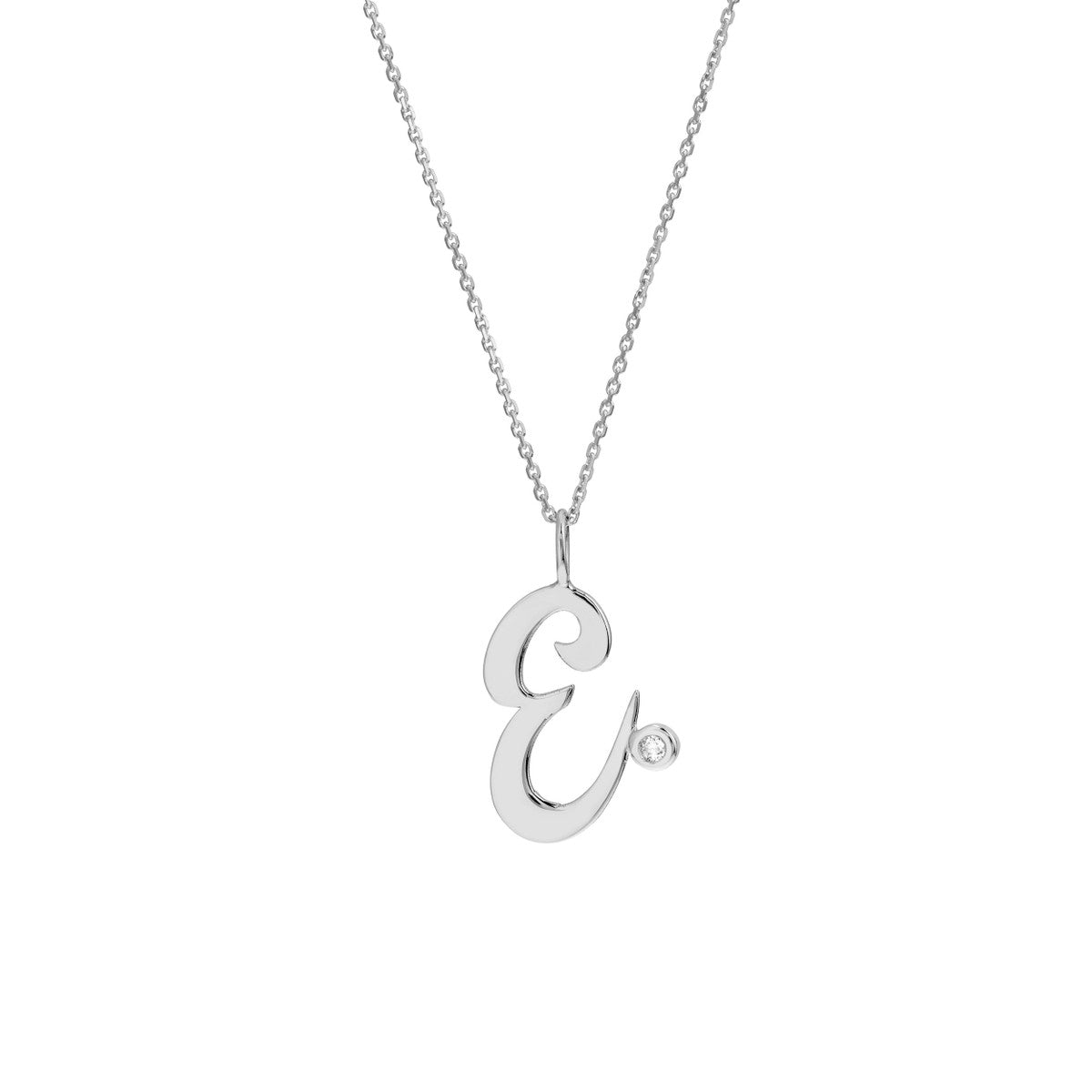 14K Gold Script Initial with Diamond Bezel Necklace Birmingham Jewelry Necklace Birmingham Jewelry 