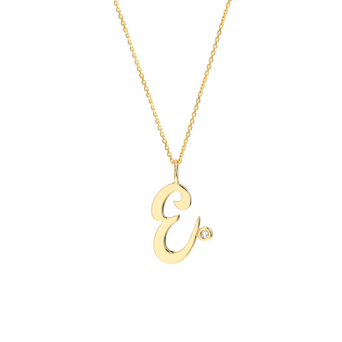 14K Gold Script Initial with Diamond Bezel Necklace Birmingham Jewelry Necklace Birmingham Jewelry 