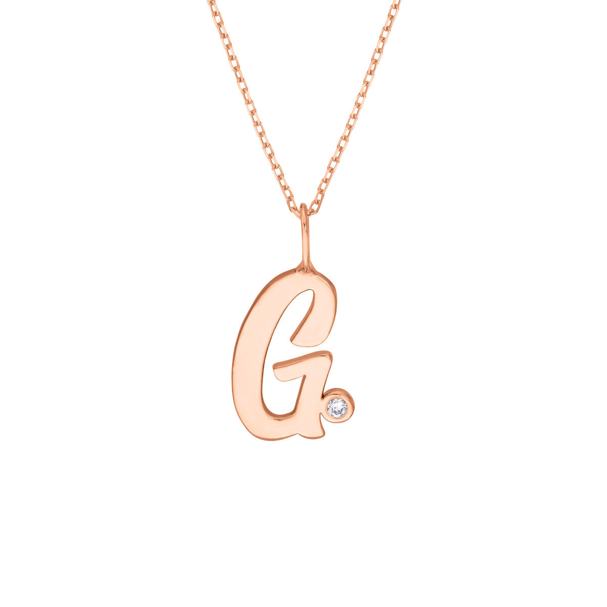 14K Gold Script Initial with Diamond Bezel Necklace Birmingham Jewelry Necklace Birmingham Jewelry 