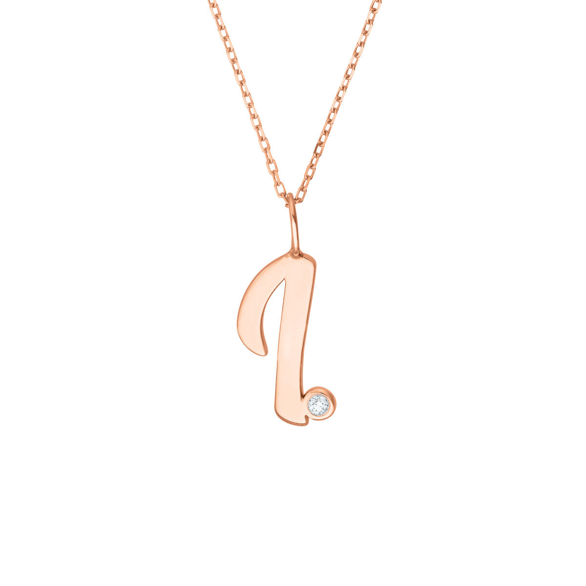 14K Gold Script Initial with Diamond Bezel Necklace Birmingham Jewelry Necklace Birmingham Jewelry 