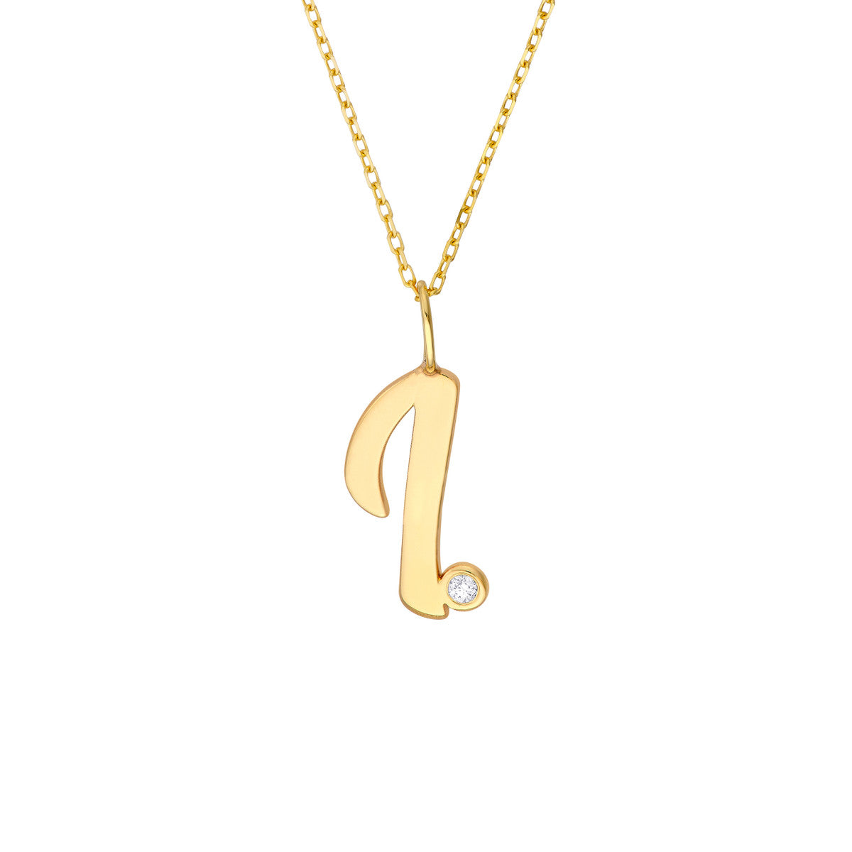 14K Gold Script Initial with Diamond Bezel Necklace Birmingham Jewelry Necklace Birmingham Jewelry 