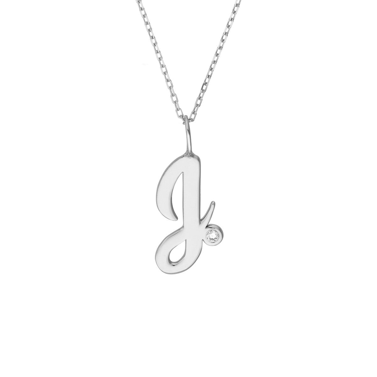 14K Gold Script Initial with Diamond Bezel Necklace Birmingham Jewelry Necklace Birmingham Jewelry 