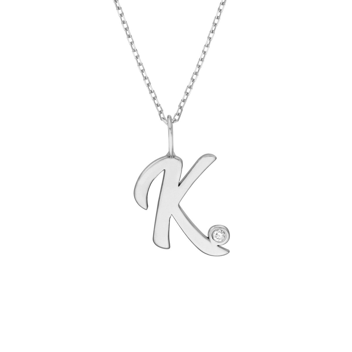 14K Gold Script Initial with Diamond Bezel Necklace Birmingham Jewelry Necklace Birmingham Jewelry 