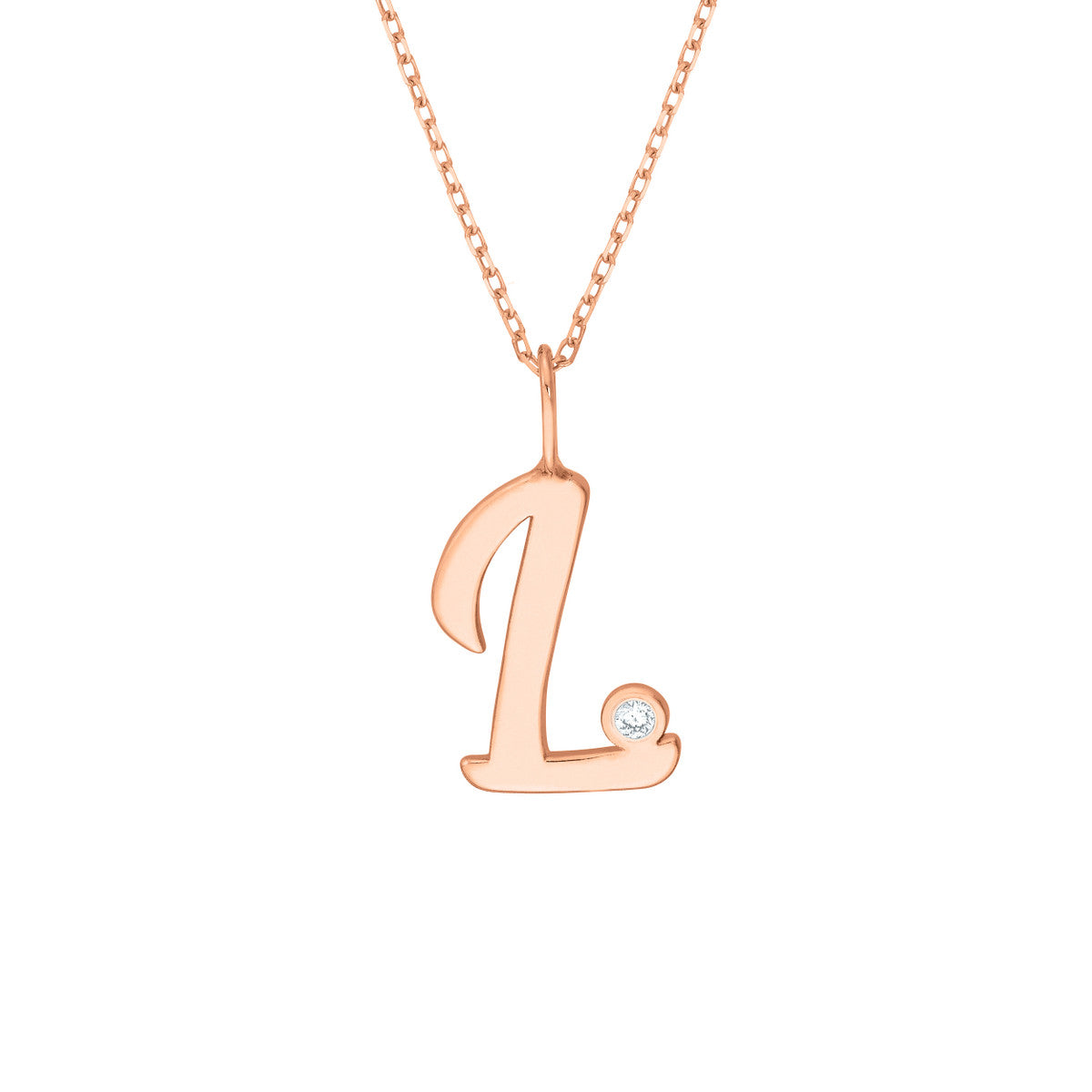 14K Gold Script Initial with Diamond Bezel Necklace Birmingham Jewelry Necklace Birmingham Jewelry 