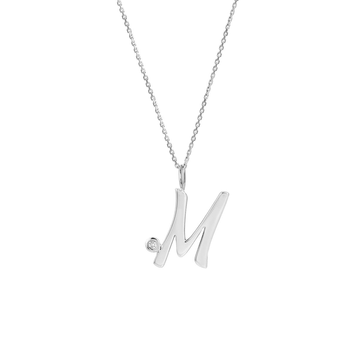 14K Gold Script Initial with Diamond Bezel Necklace Birmingham Jewelry Necklace Birmingham Jewelry 