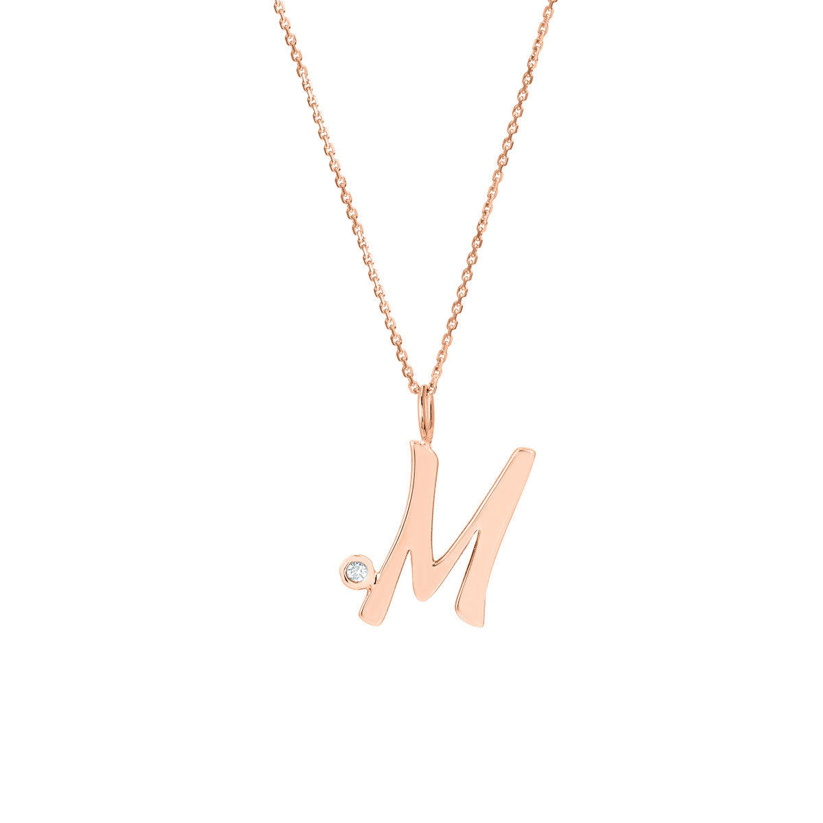 14K Gold Script Initial with Diamond Bezel Necklace Birmingham Jewelry Necklace Birmingham Jewelry 