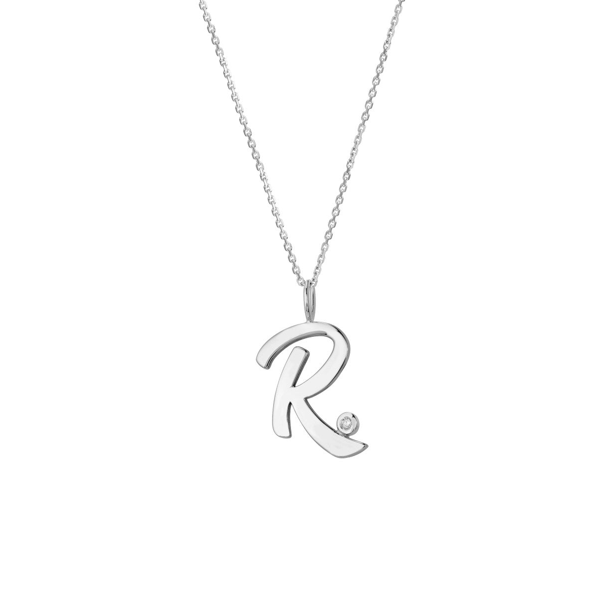 14K Gold Script Initial with Diamond Bezel Necklace Birmingham Jewelry Necklace Birmingham Jewelry 