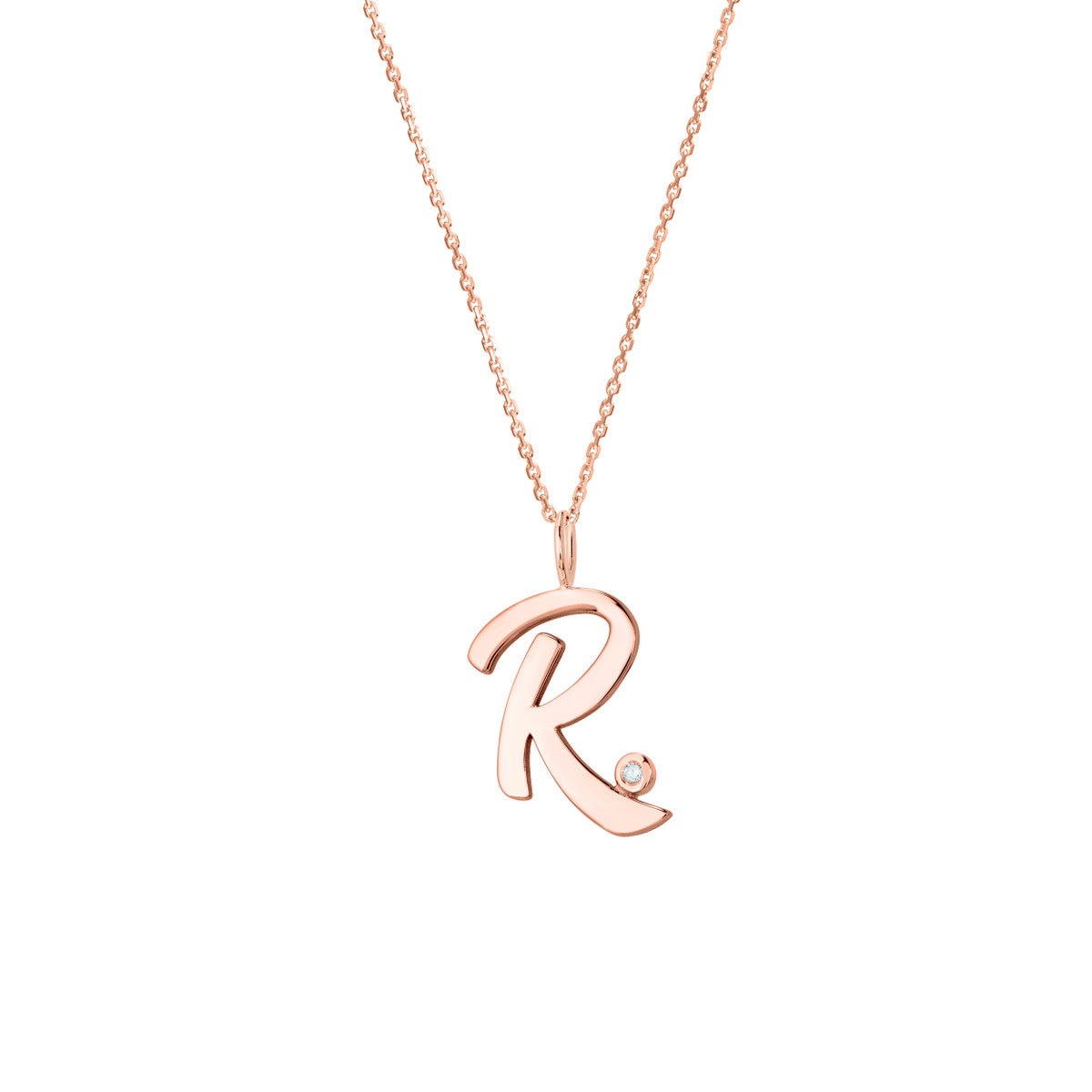 14K Gold Script Initial with Diamond Bezel Necklace Birmingham Jewelry Necklace Birmingham Jewelry 