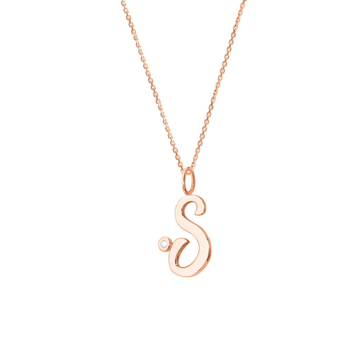 14K Gold Script Initial with Diamond Bezel Necklace Birmingham Jewelry Necklace Birmingham Jewelry 