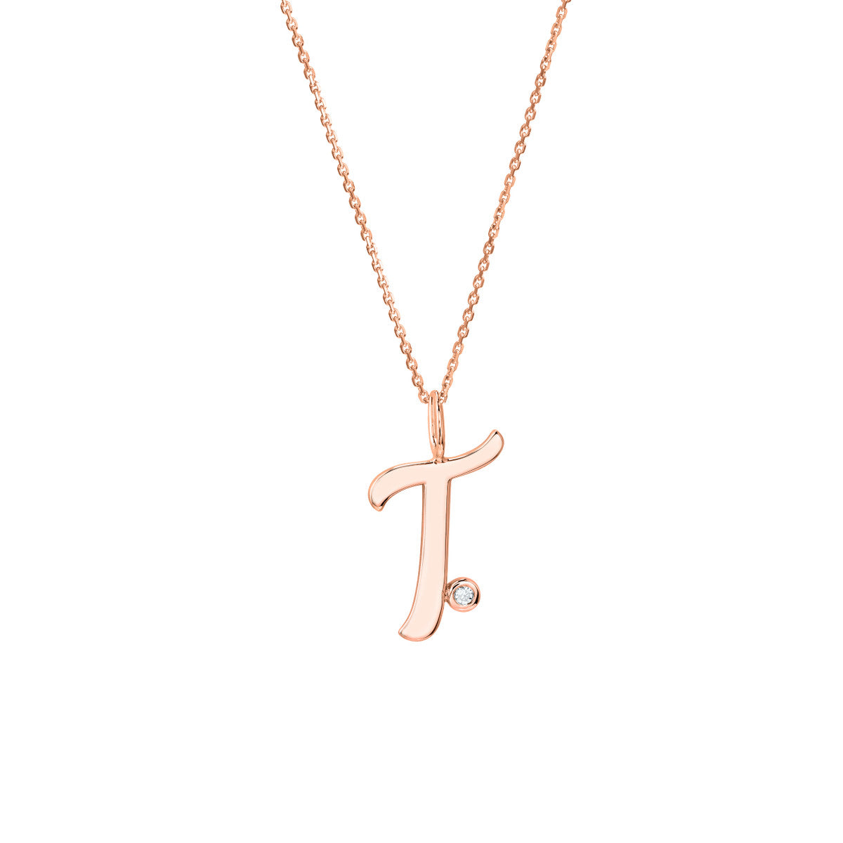 14K Gold Script Initial with Diamond Bezel Necklace Birmingham Jewelry Necklace Birmingham Jewelry 