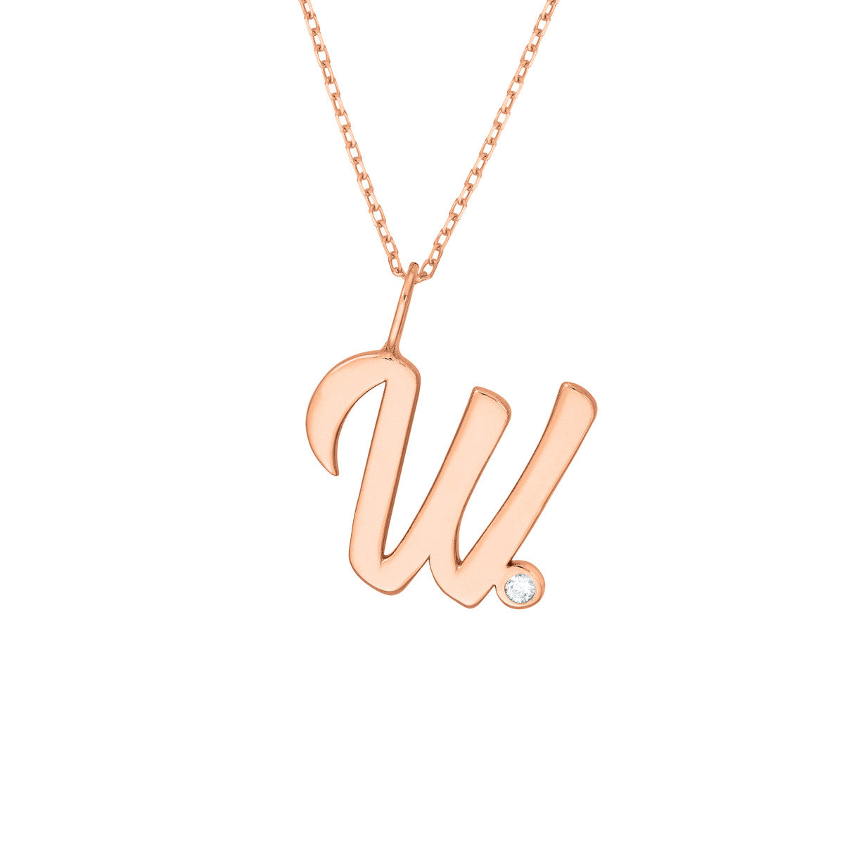 14K Gold Script Initial with Diamond Bezel Necklace Birmingham Jewelry Necklace Birmingham Jewelry 