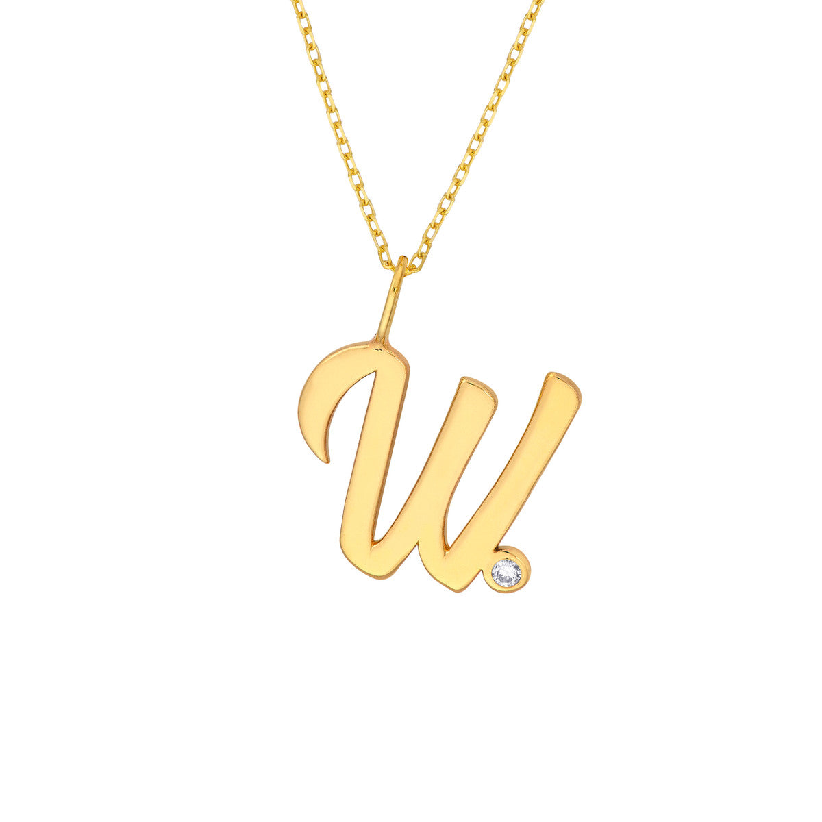 14K Gold Script Initial with Diamond Bezel Necklace Birmingham Jewelry Necklace Birmingham Jewelry 
