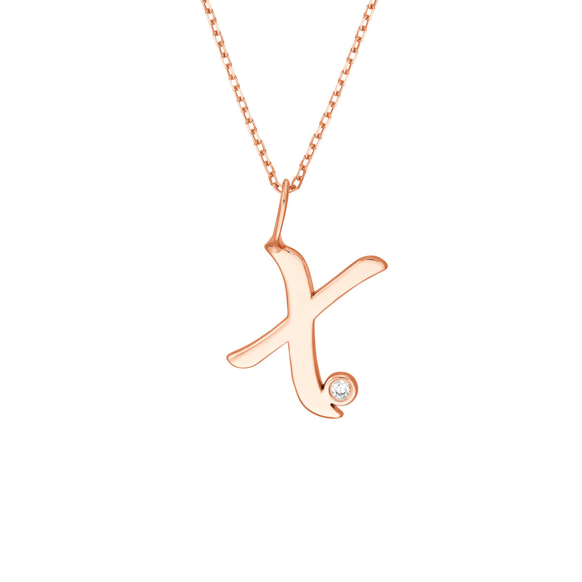 14K Gold Script Initial with Diamond Bezel Necklace Birmingham Jewelry Necklace Birmingham Jewelry 