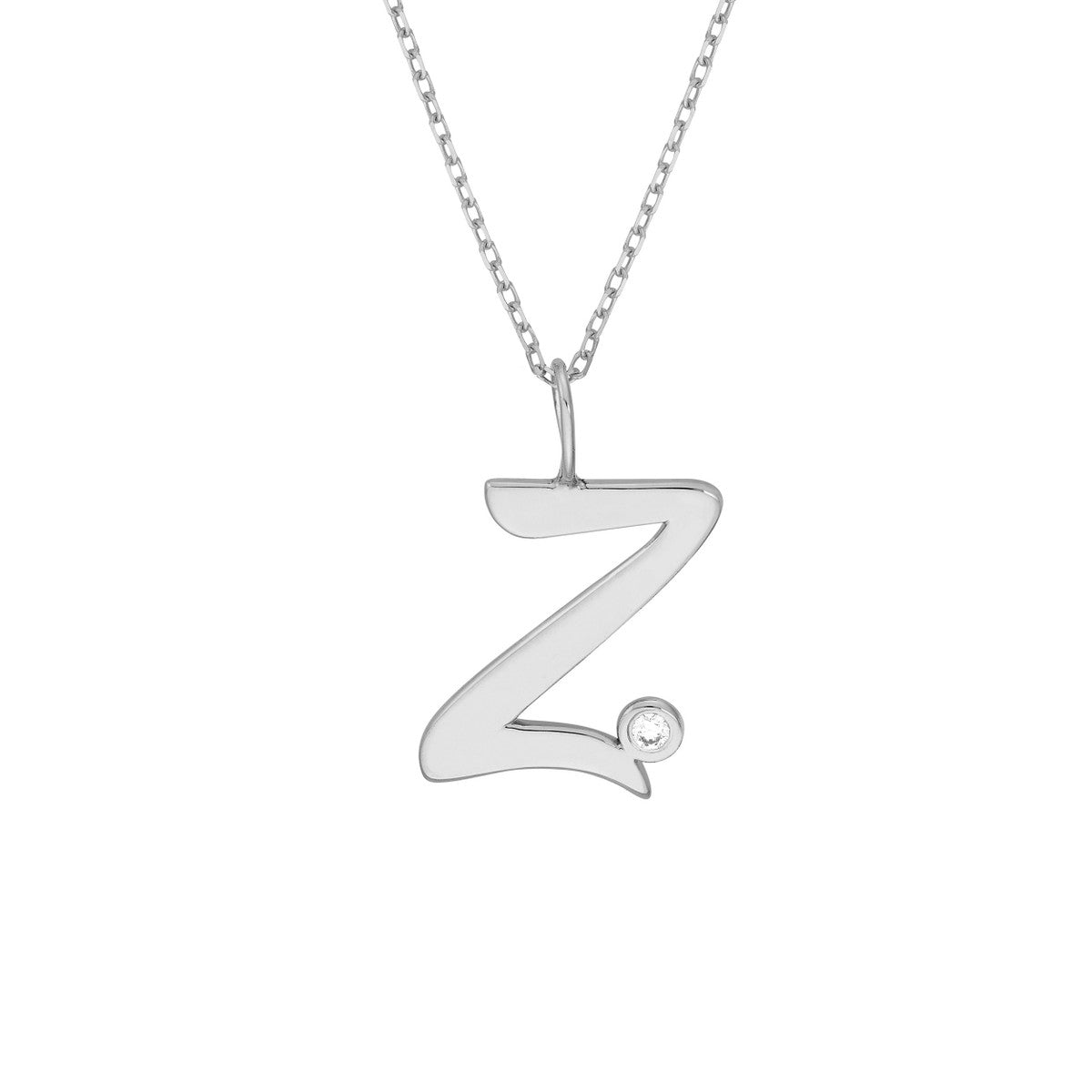 14K Gold Script Initial with Diamond Bezel Necklace Birmingham Jewelry Necklace Birmingham Jewelry 