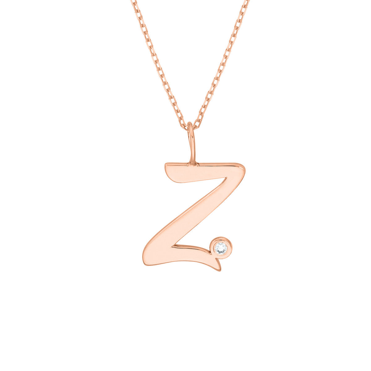 14K Gold Script Initial with Diamond Bezel Necklace Birmingham Jewelry Necklace Birmingham Jewelry 