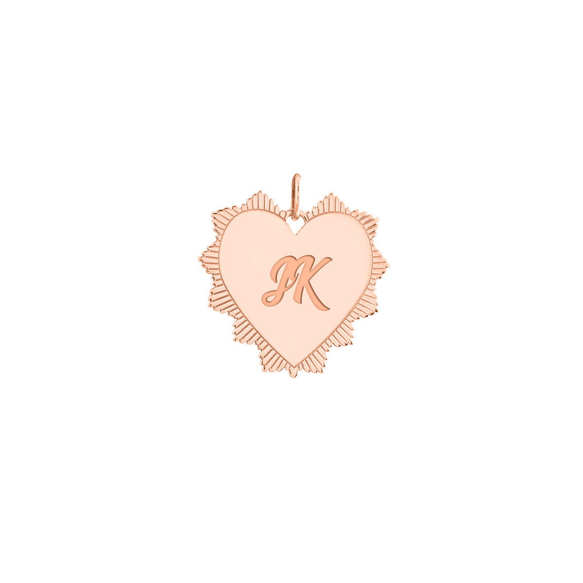 14K Yellow Gold Engravable Spike Heart Pendant