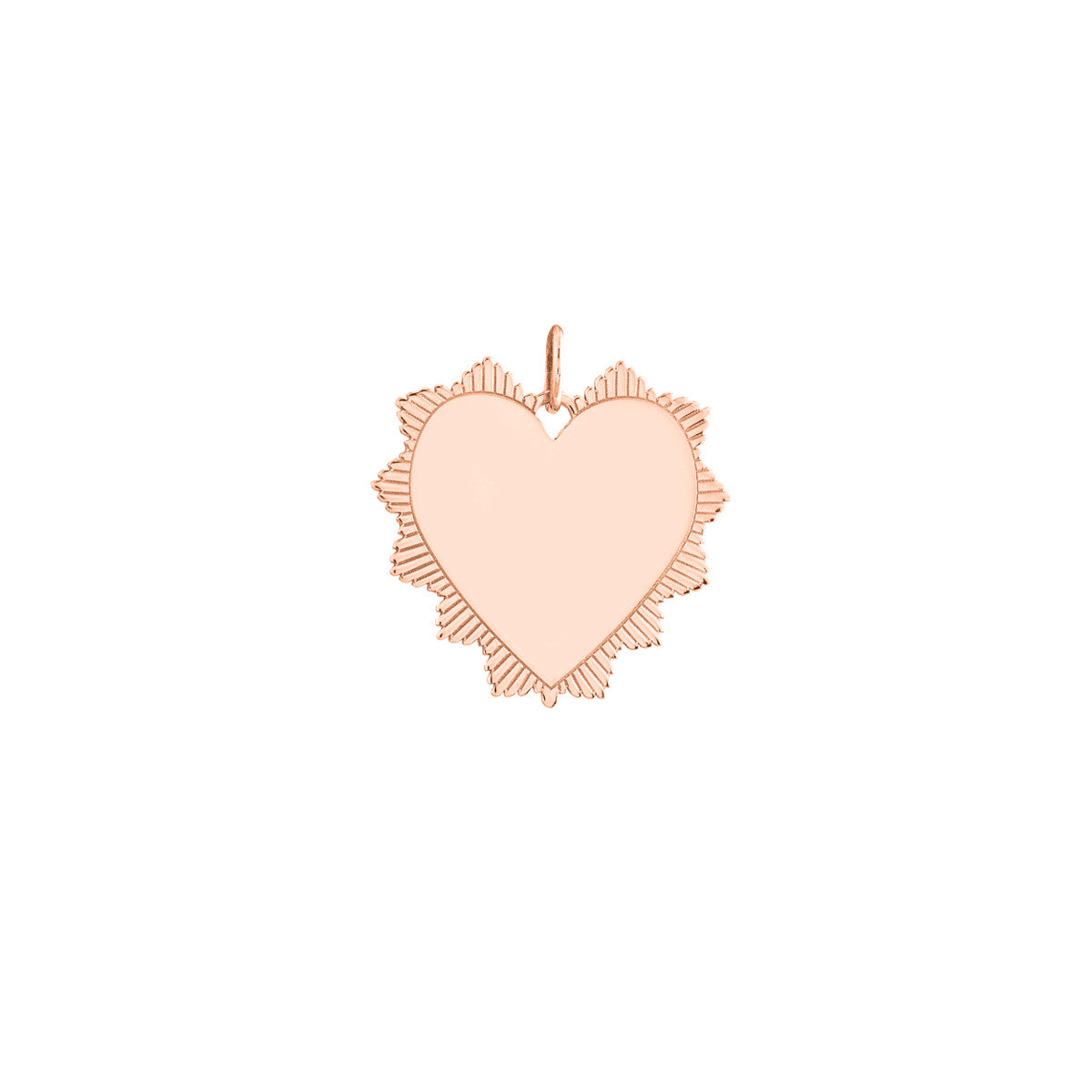 14K Yellow Gold Engravable Spike Heart Pendant