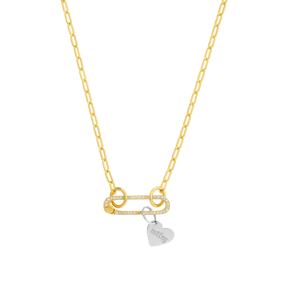 14K Yellow Gold Mini Slanted Heart Engravable Charm