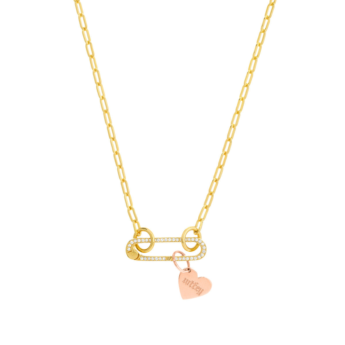 14K Yellow Gold Mini Slanted Heart Engravable Charm