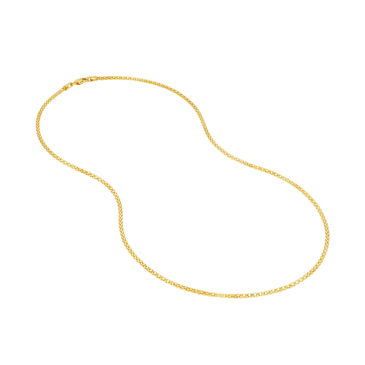 14K Yellow Gold 1.85mm Mirror Popcorn Chain