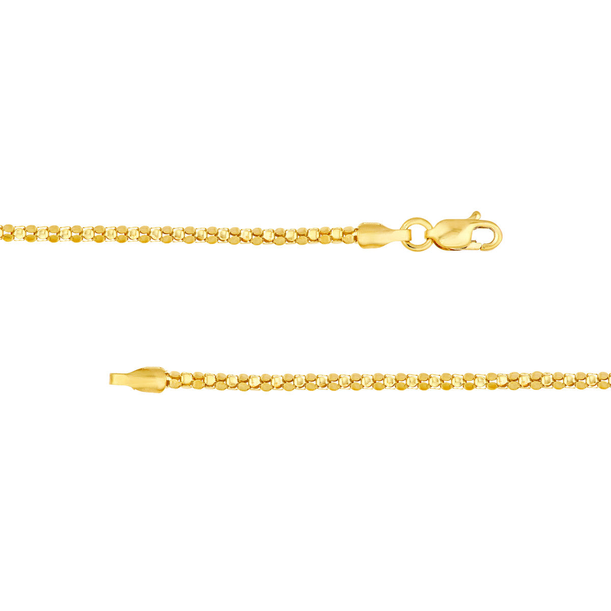 14K Yellow Gold 1.85mm Mirror Popcorn Chain