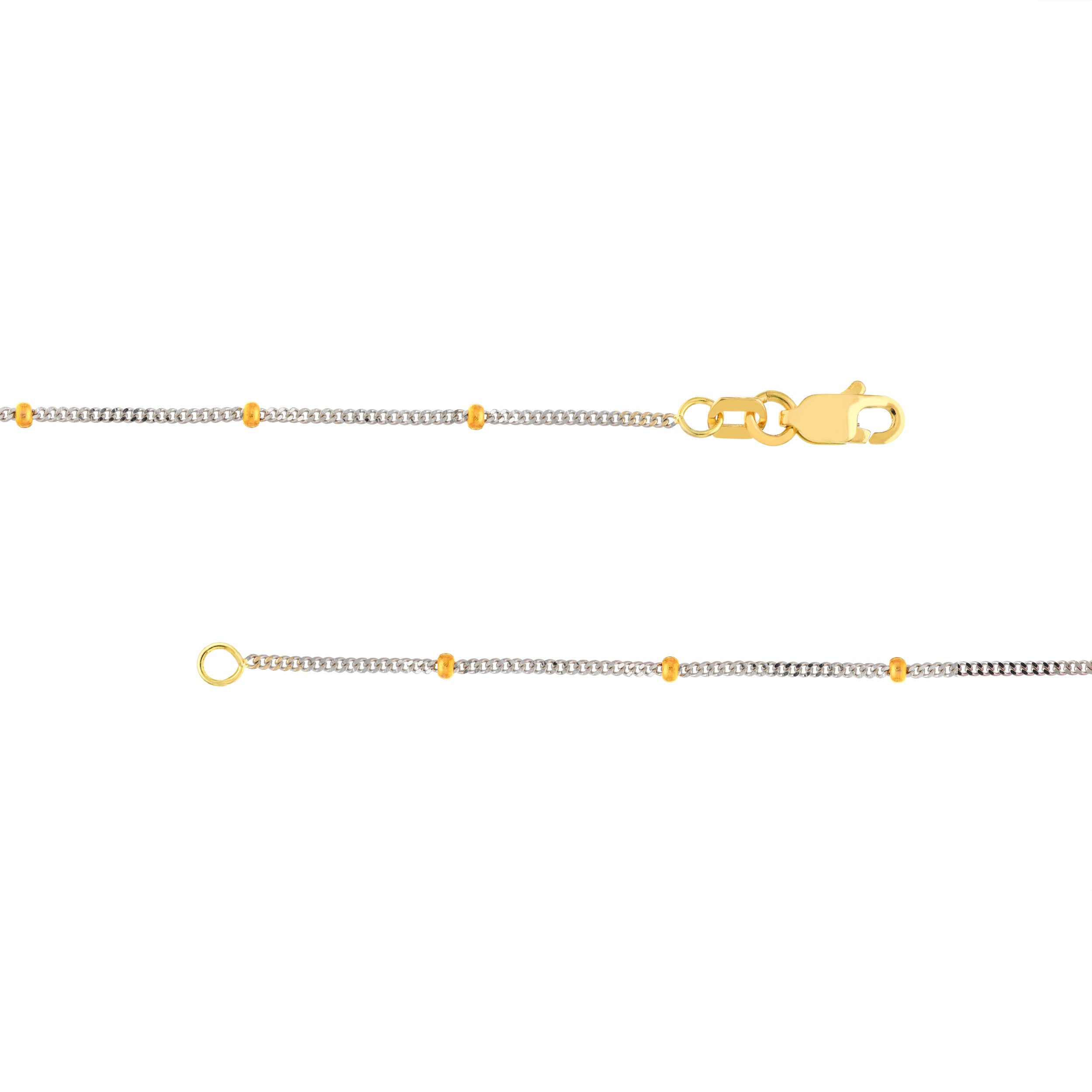 14K Gold 2.00mm Two-Tone Saturn Curb Chain with Lobster Lock