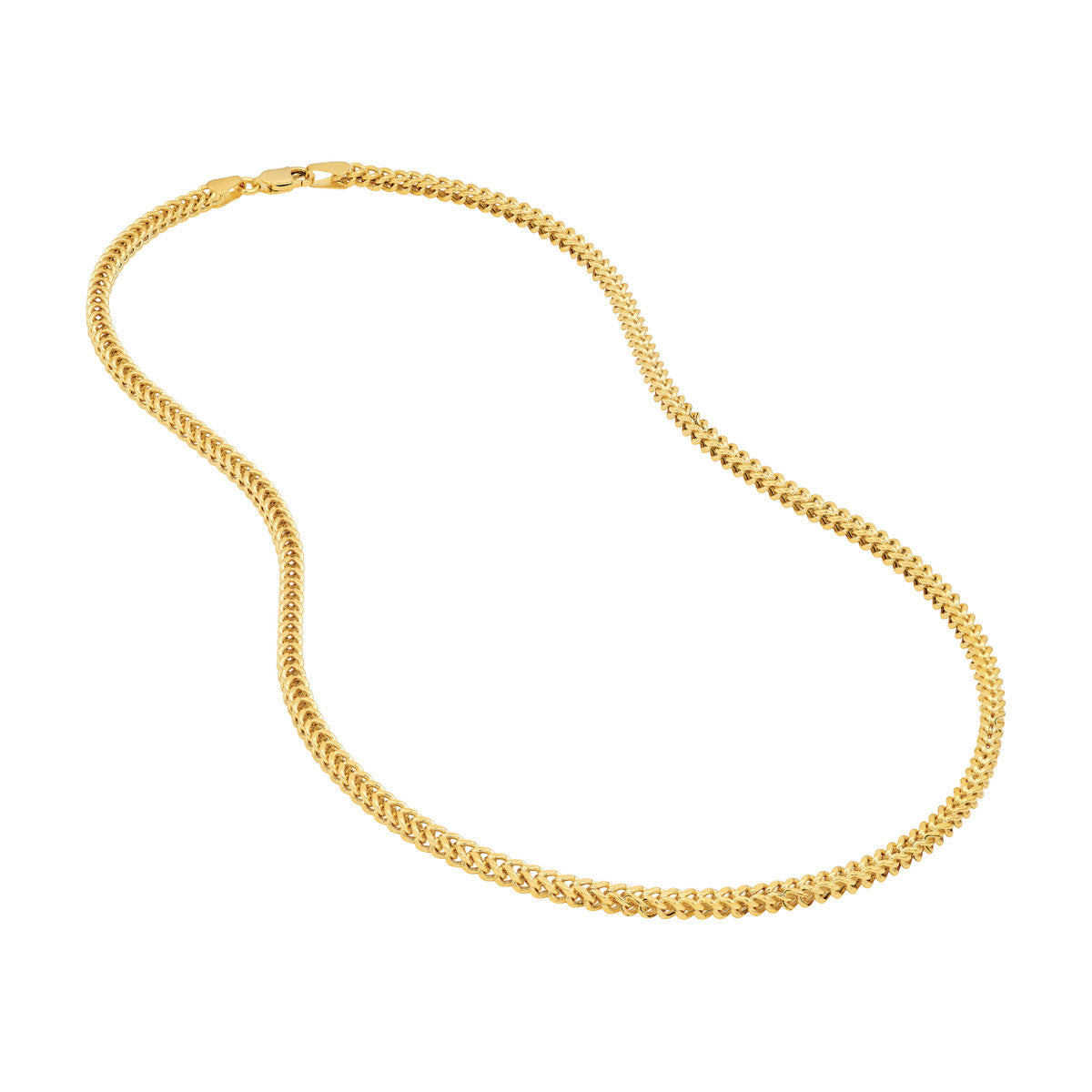 14K Yellow Gold 2.65mm Hollow Square Franco Chain