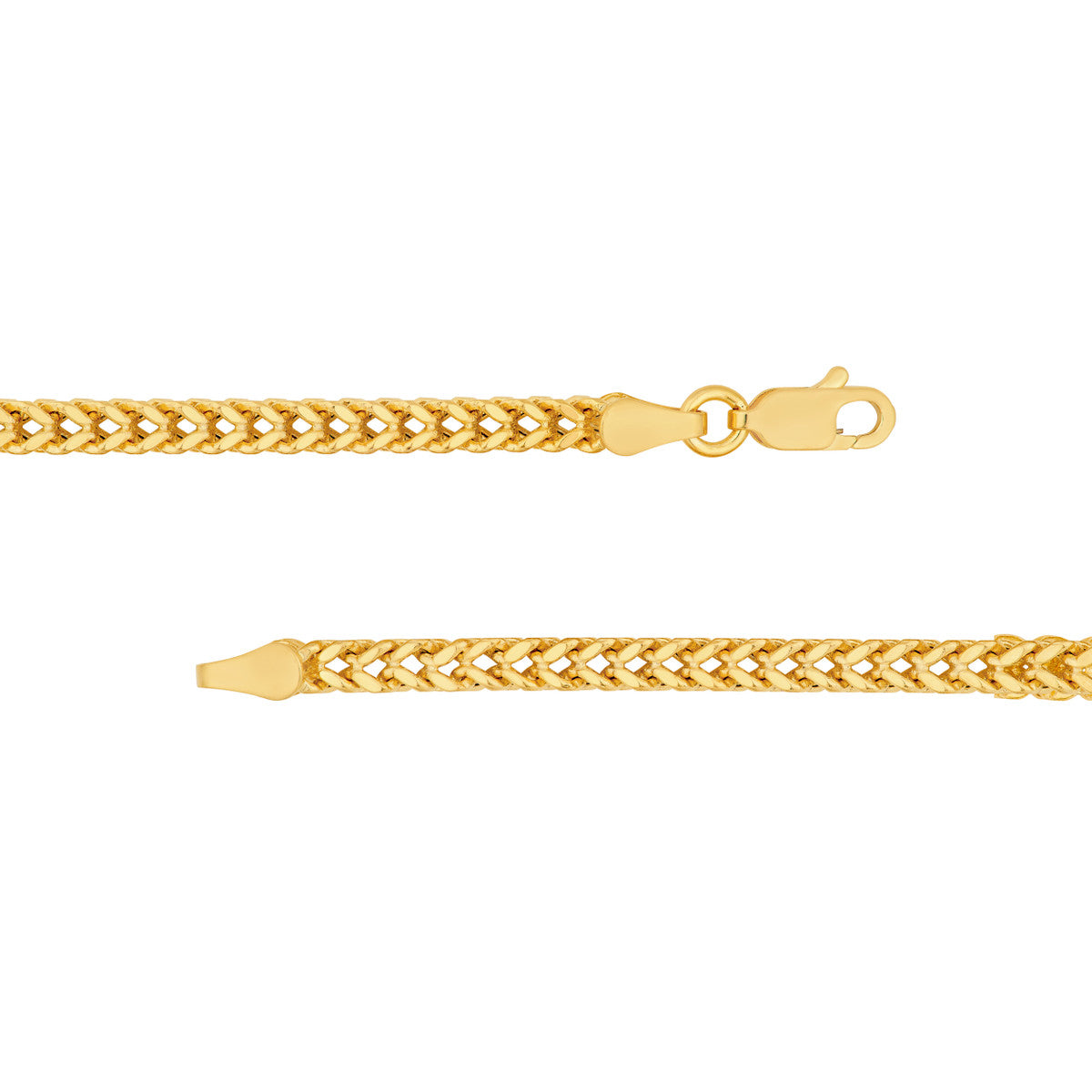 14K Yellow Gold 2.65mm Hollow Square Franco Chain